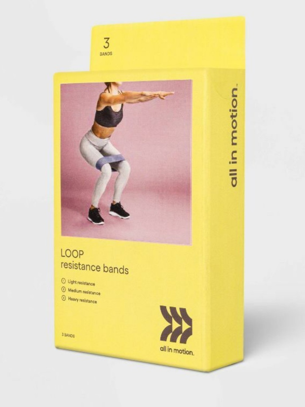 all in motion Yellow Pack Loop Resistance Bands with Blue Band Shown